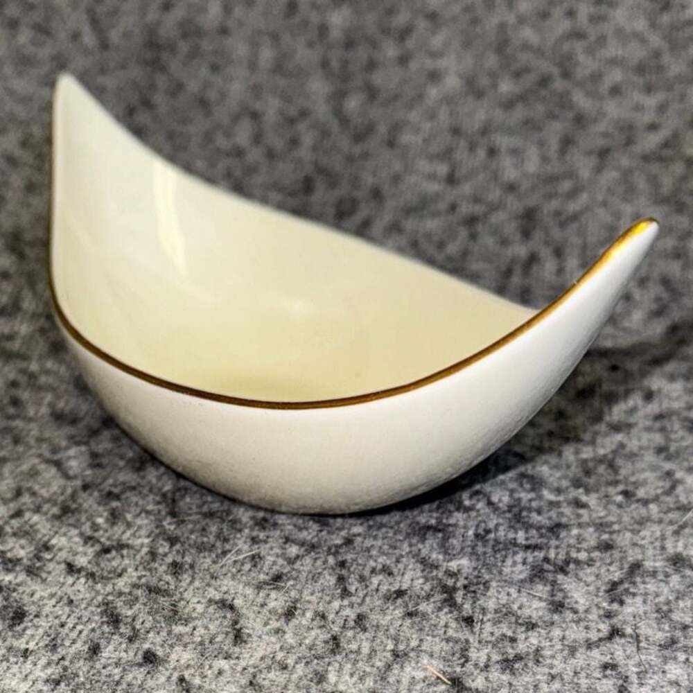 Vintage Lenox Olympia Gold Nut Dish, Ivory China with 24k Gold Trim, Canoe Shape
